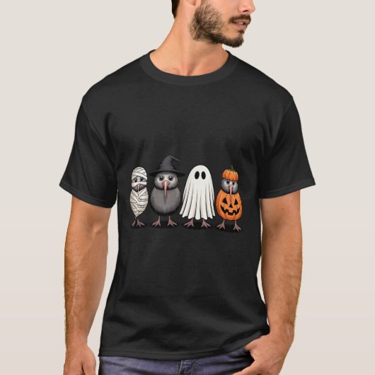 Soky Ghost Kiwi Bird Pumpkin Halloween Skeleton  T-shirt (Voorkant)