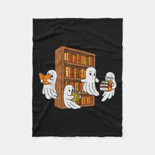 Soky Ghost Reading Books Halloween Library Bookwor Fleece Deken (Voorkant)