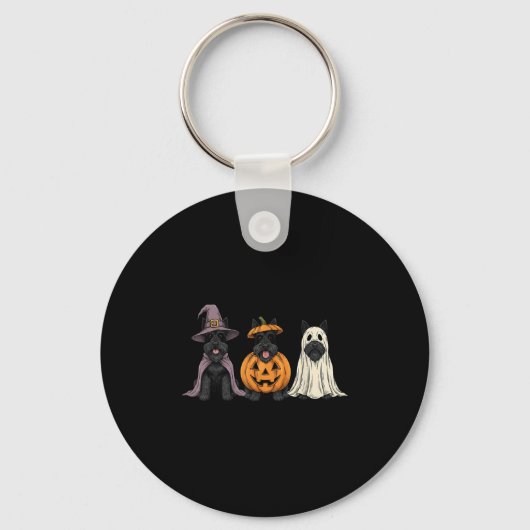Soky Ghost Scottierrier Pumpkin Halloween Dog Love Sleutelhanger (Voorkant)