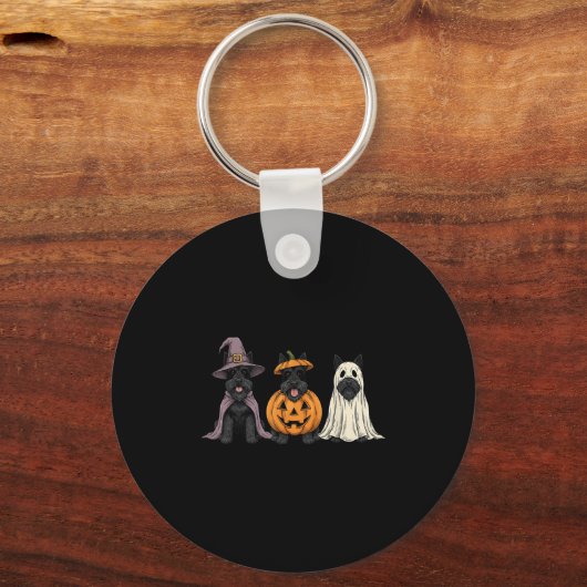 Soky Ghost Scottierrier Pumpkin Halloween Dog Love Sleutelhanger (Voorkant)