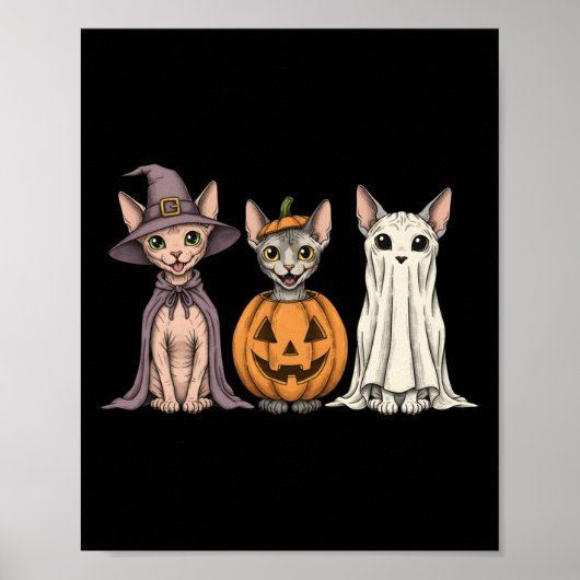 Soky Ghost Sphynx Cat Lover Pumpkin Halloween Long Poster (Voorkant)