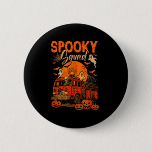 Soky Halloween Team Skelet Bestuurt Brandweerwagen Ronde Button 5,7 Cm