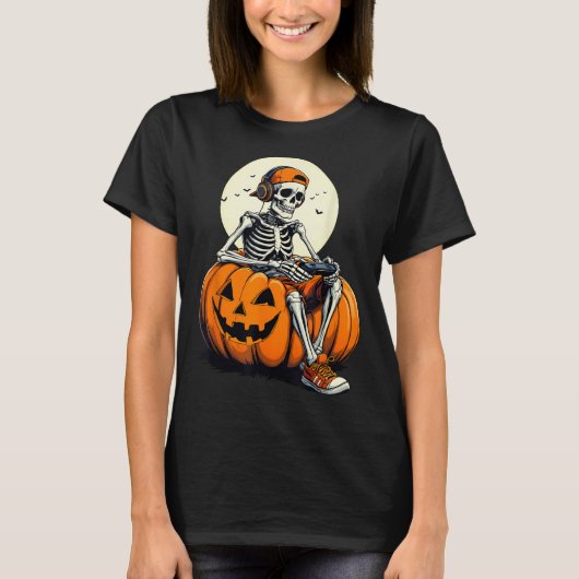Soky Pumpkin &amp; Skeleton Gamer Tee _ Boys &amp; T-shirt (Voorkant)