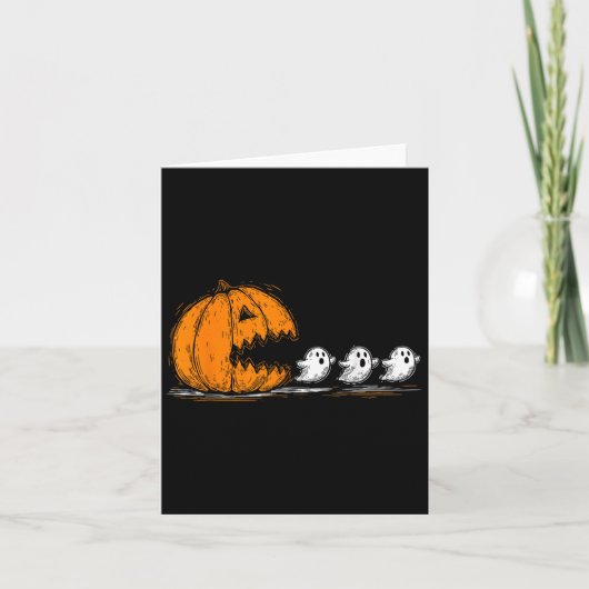 Soky Pumpkin Chasing Schattige Ghosts Halloween Pa Kaart (Voorkant)