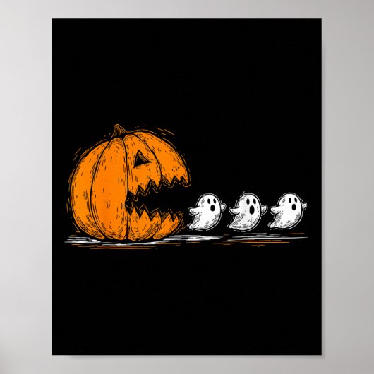 Soky Pumpkin Chasing Schattige Ghosts Halloween Pa Poster (Voorkant)