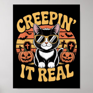 Soky Schattige Creen' It Real Funny Cat Halloween Poster