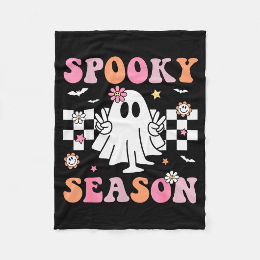 Soky Season Happy Halloween Retro Ghost Soky Women Fleece Deken (Voorkant)