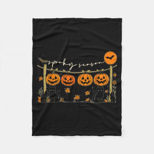 Soky Season Retro Halloween Black Cat Pumpkin Fall Fleece Deken (Voorkant)