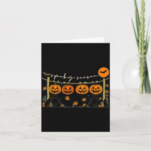 Soky Season Retro Halloween Black Cat Pumpkin Fall Kaart (Voorkant)