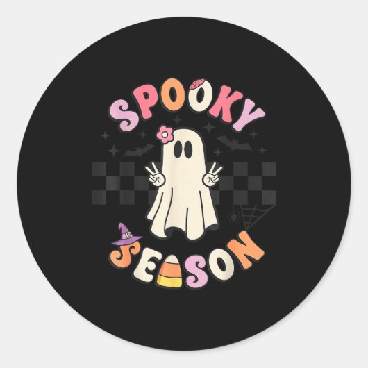 Soky Season Retro Happy Halloween Ghost Women Todd Ronde Sticker (Voorkant)