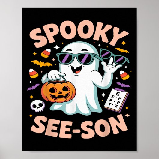 Soky See Son Optometry Funny Ghost Halloween Kostu Poster (Voorkant)