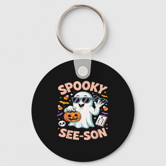 Soky See Son Optometry Funny Ghost Halloween Kostu Sleutelhanger (Voorkant)