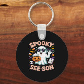 Soky See Son Optometry Funny Ghost Halloween Kostu Sleutelhanger (Voorkant)