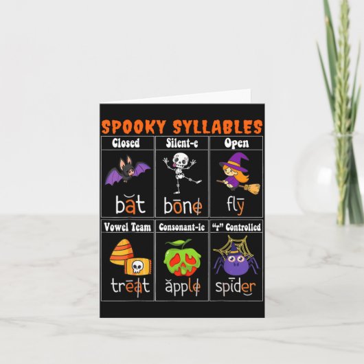 Soky Syllables Funny Halloween Educational Teacher Kaart (Voorkant)