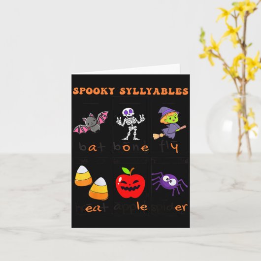 Soky Syllables Teacher Funny Halloween Educational Kaart (Gele Bloem)