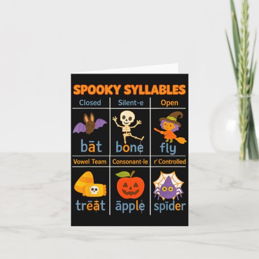 Soky Syllables Teacher Funny Halloween Educational Kaart (Voorkant)