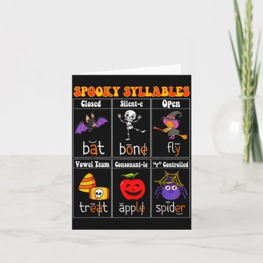 Soky Syllables Teacher Funny Halloween Educational Kaart (Voorkant)