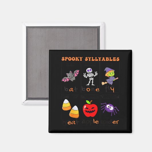 Soky Syllables Teacher Funny Halloween Educational Magneet (Voorkant / Achterkant)