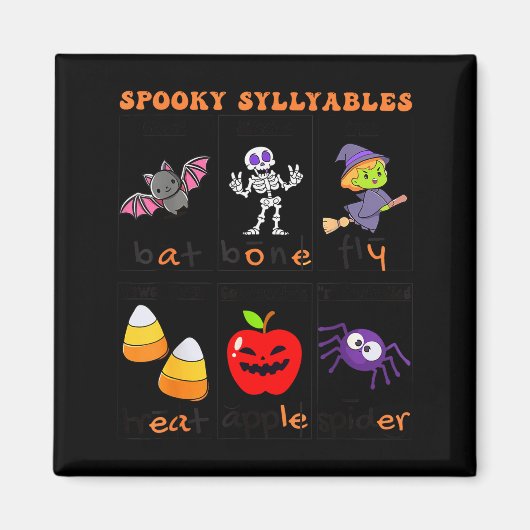 Soky Syllables Teacher Funny Halloween Educational Magneet (Voorkant)
