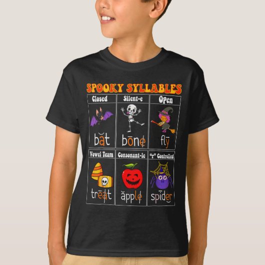 Soky Syllables Teacher Funny Halloween Educational T-shirt (Voorkant)