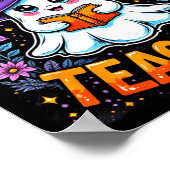 Soky Teacher Cute Ghost Reading Book Funny Hallo  Poster (Hoek)