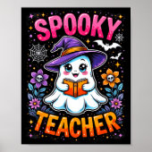 Soky Teacher Cute Ghost Reading Book Funny Hallo  Poster (Voorkant)