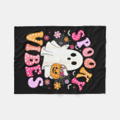 Soky Vibes Ghost Retro Groovy Halloween Women Girl Fleece Deken (Voorkant (Horizontaal))