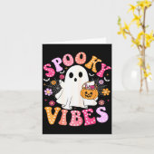 Soky Vibes Ghost Retro Groovy Halloween Women Girl Kaart (Gele Bloem)