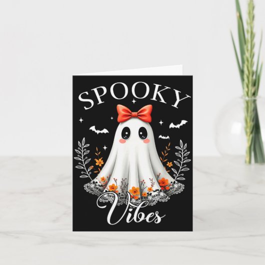 Soky Vibes Ghost Retro Groovy Halloween Women Girl Kaart (Voorkant)