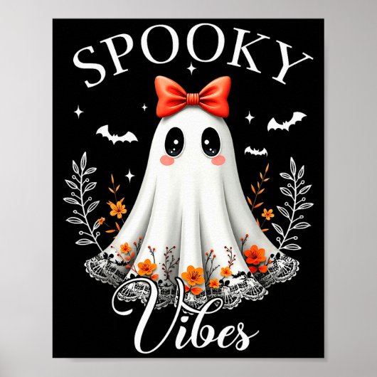 Soky Vibes Ghost Retro Groovy Halloween Women Girl Poster (Voorkant)