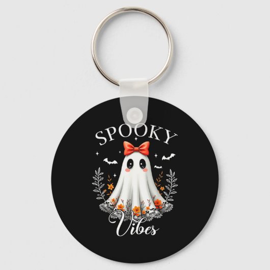 Soky Vibes Ghost Retro Groovy Halloween Women Girl Sleutelhanger (Voorkant)
