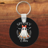 Soky Vibes Ghost Retro Groovy Halloween Women Girl Sleutelhanger (Voorkant)