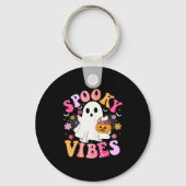 Soky Vibes Ghost Retro Groovy Halloween Women Girl Sleutelhanger (Voorkant)