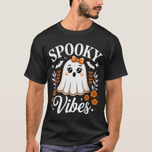 Soky Vibes Ghost Retro Groovy Halloween Women Girl T-shirt (Voorkant)