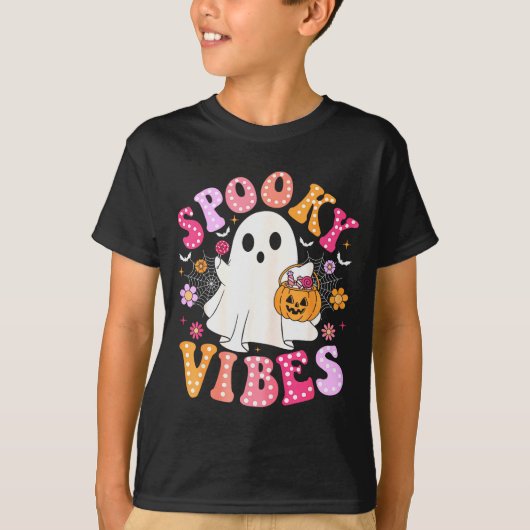 Soky Vibes Ghost Retro Groovy Halloween Women Girl T-shirt (Voorkant)