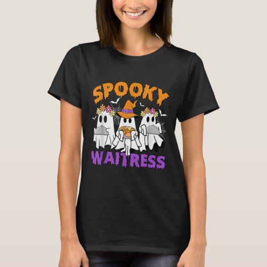 Soky Waitress Funny Ghost Halloween T-shirt (Voorkant)