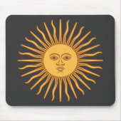 Sol de Mayo Gold Sun Face en Rays on Black Muismat (Voorkant)