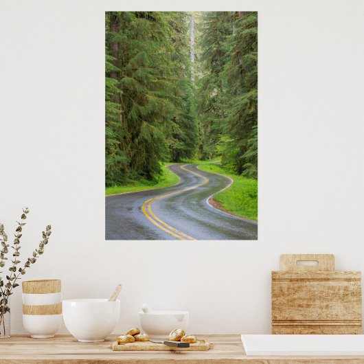 Sol Duc River Road door het bos Poster (Keuken)