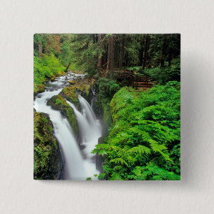 Sol Duc-watervallen in Olympic National Park in Vierkante Button 5,1 Cm