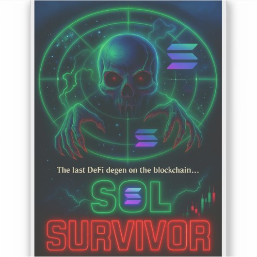 SOL Survivor - Retro Solana Crypto-Sticker Sticker (Voorkant)