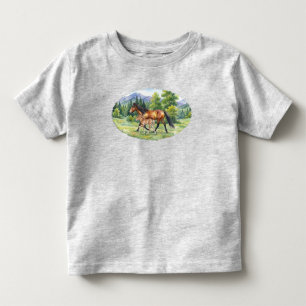 Sola IJslands paard en veulen in bergweide P Kinder Shirts