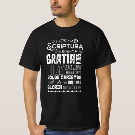 Sola Scriptura Protestantse Reformatie 5 Solas T-shirt (Voorkant)