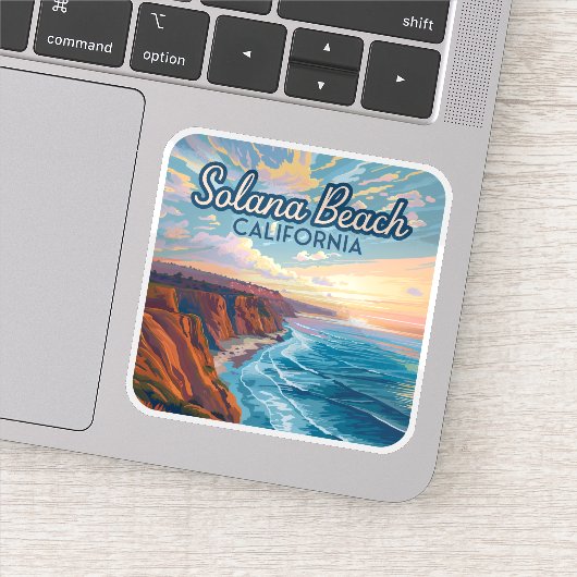Solana Beach California San Diego Vintage Sticker (Detail)