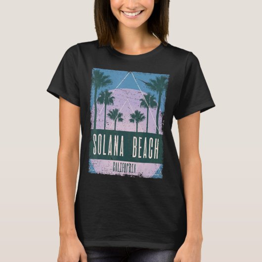 Solana Beach California  Vaporwave Retro T-shirt (Voorkant)