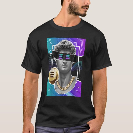Solana Crypto Token Modern Art Statue Cryptocurren T-shirt (Voorkant)