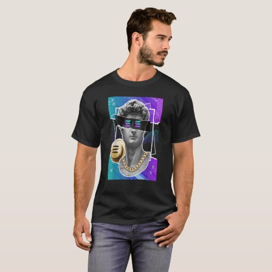 Solana Crypto Token Modern Art Statue Cryptocurren T-shirt (Voorkant volledig)