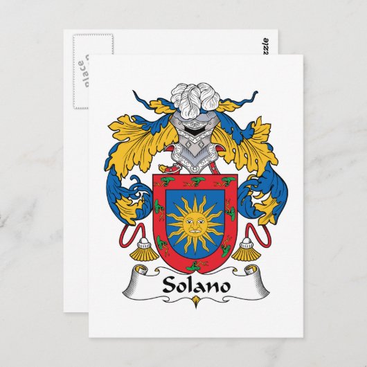 Solano Family Crest Briefkaart (Voorkant / Achterkant)