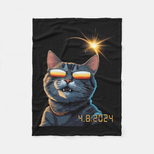 Solar 2024 Eclipse Cat Dragen Eclipse Bril 1 Fleece Deken (Voorkant)