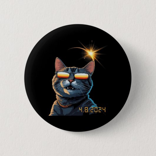 Solar 2024 Eclipse Cat Dragen Eclipse Bril 1 Ronde Button 5,7 Cm (Voorkant)