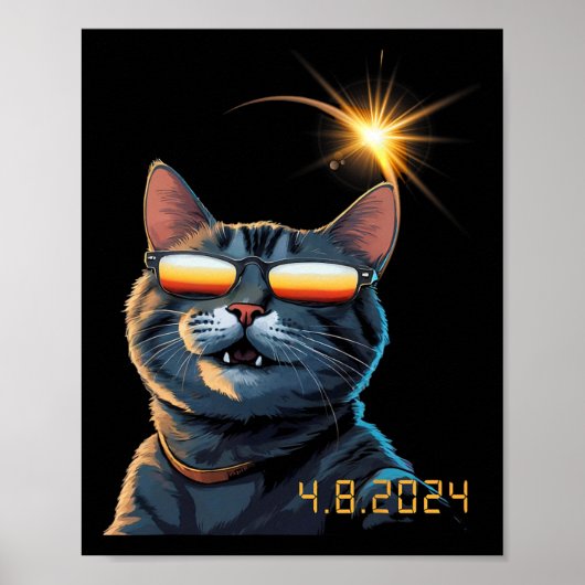 Solar 2024 Eclipse Cat Dragen Eclipse Bril Poster (Voorkant)